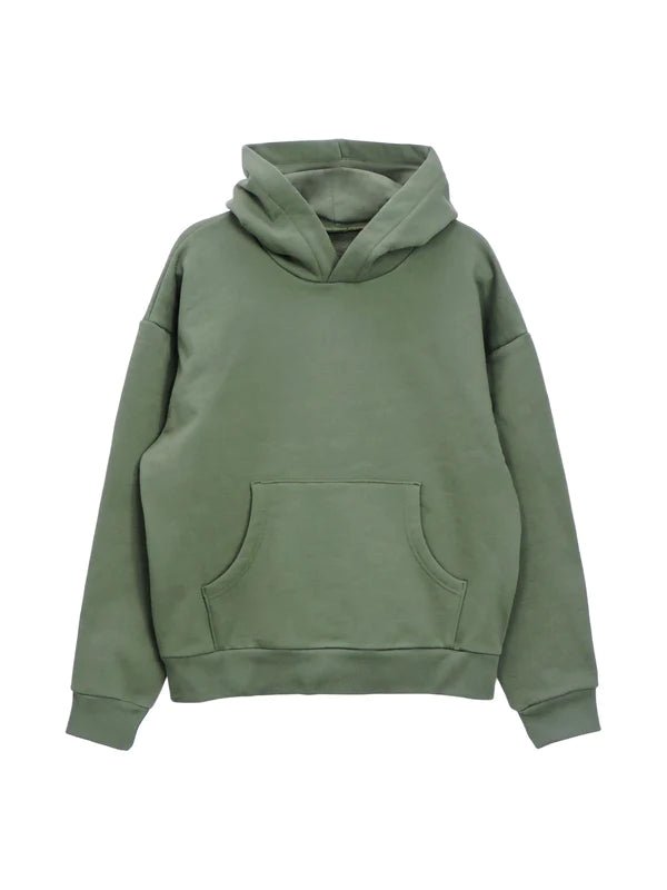 Custom olive green heavy fleece sweatshirt – warm unisex streetwear essential