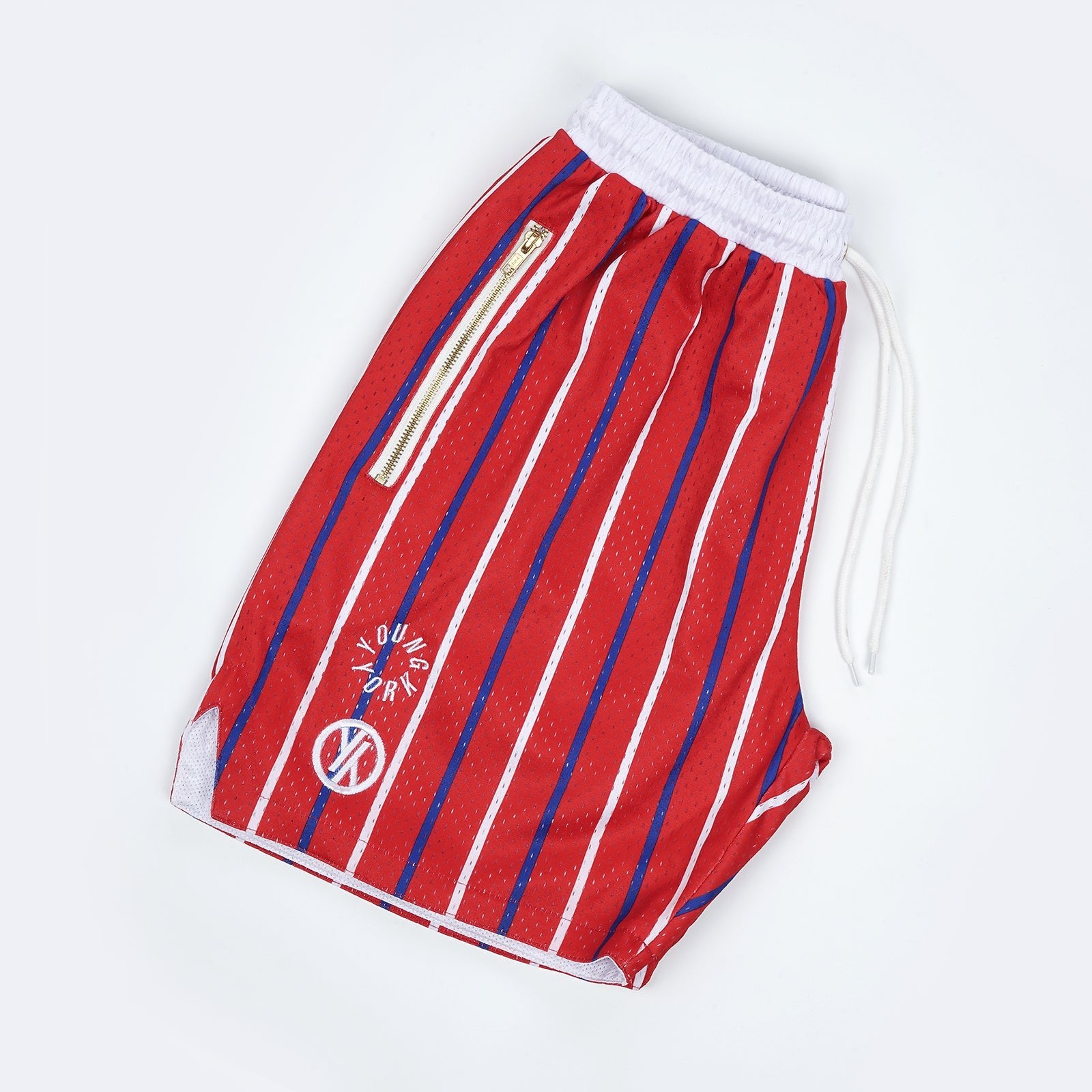 Red custom athletic shorts – streetwear-ready design for active brands