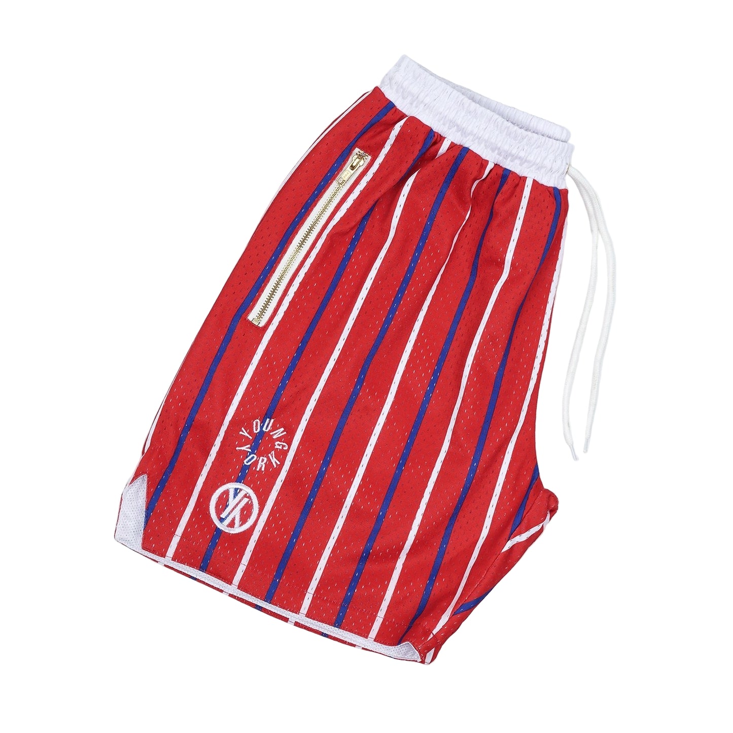 Red custom athletic shorts – streetwear-ready design for active brands