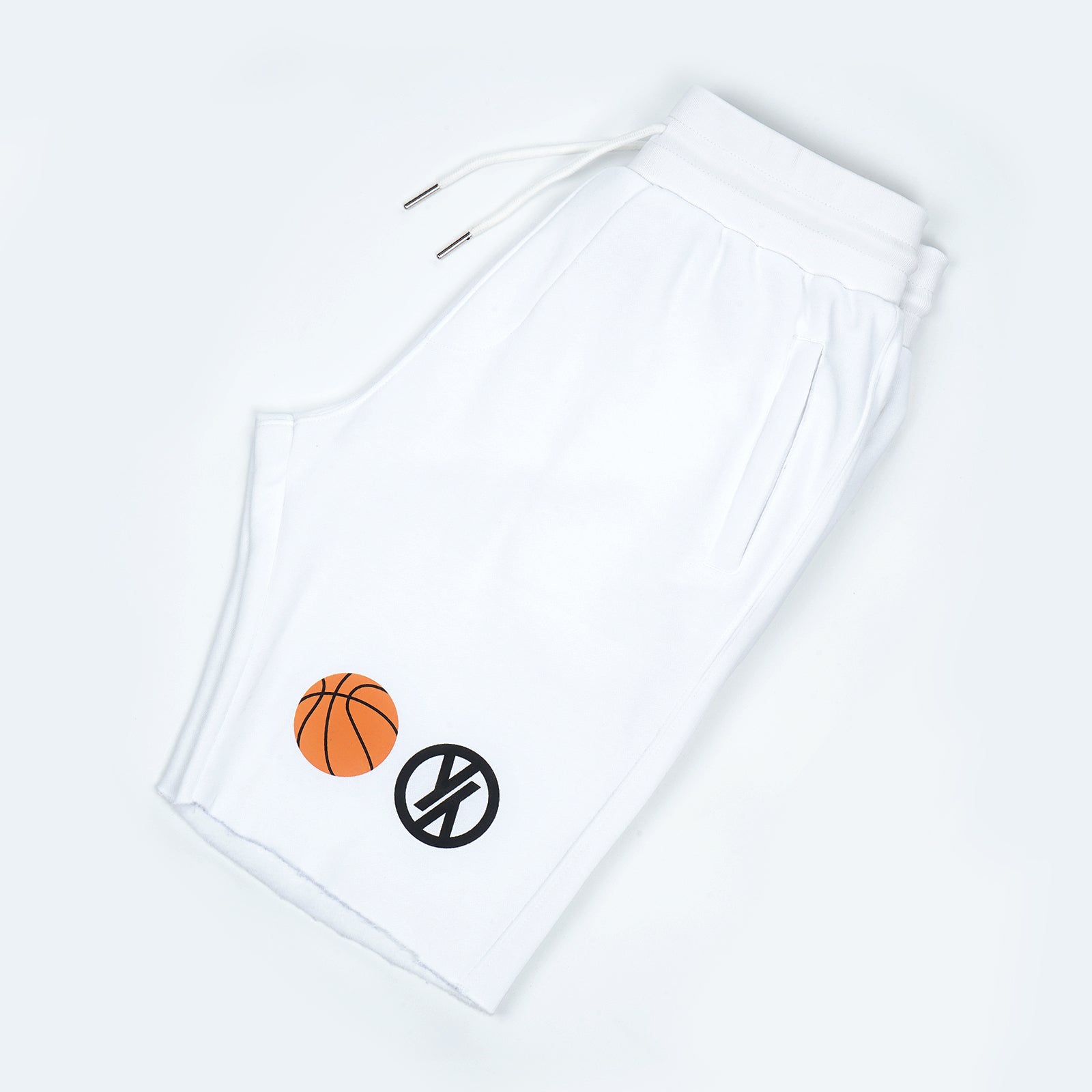 White custom sweat shorts – unisex lifestyle and sportswear design