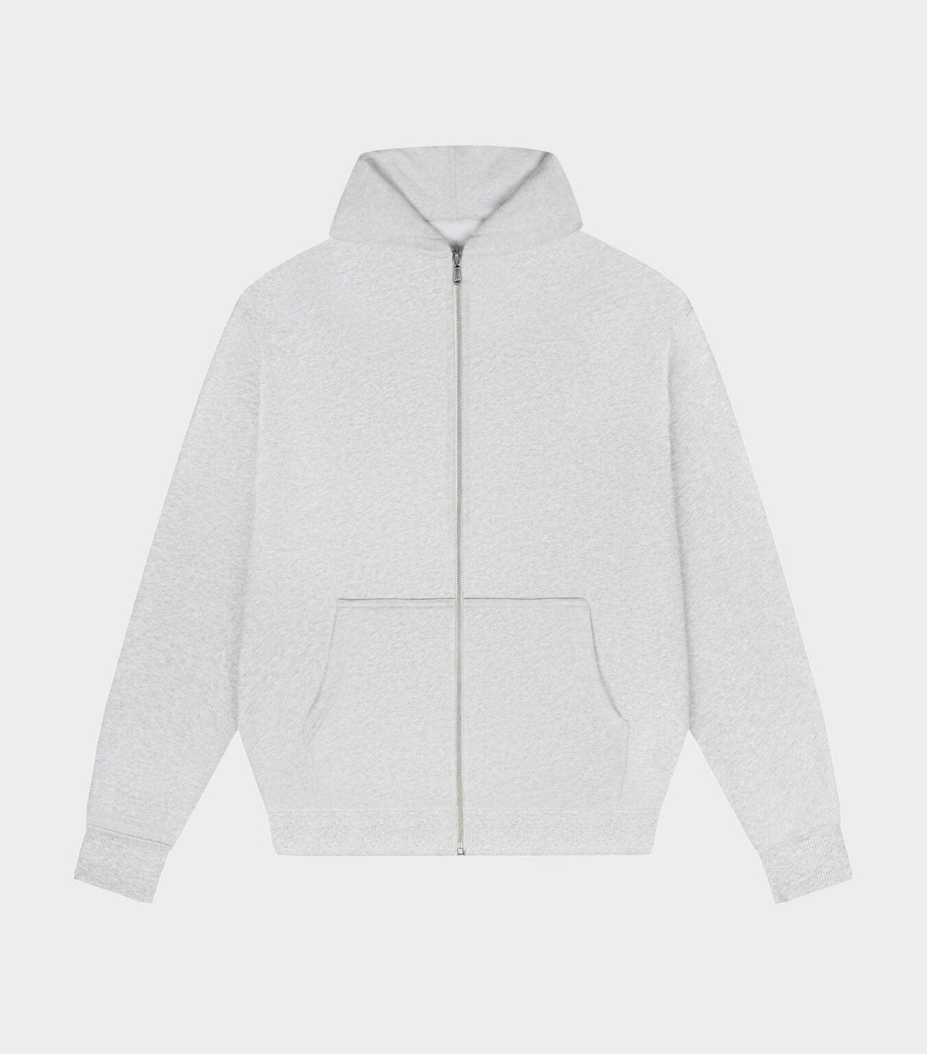 Ash Grey Organic Silver Zipper Hoodie