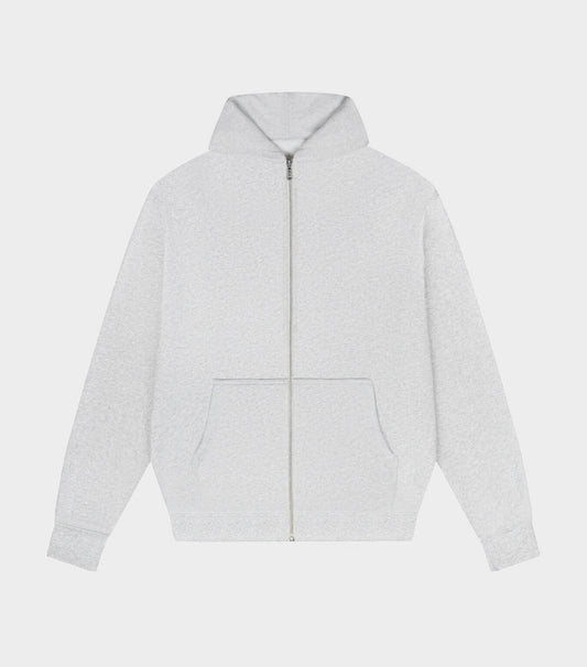 Ash Grey Organic Silver Zipper Hoodie
