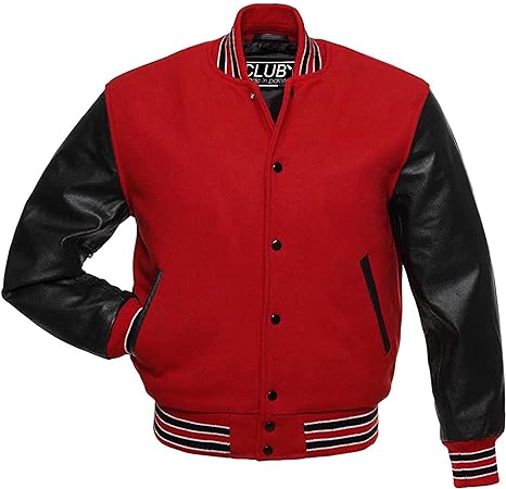 Black Boss Leather Sleeve Varsity Jacket - LIONEL SPORTS