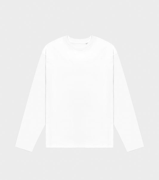 White Organic Cotton Open Cuff Long sleeve T-Shirt