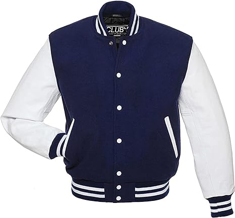 Navy Wool Body Varsity Jacket - LIONEL SPORTS