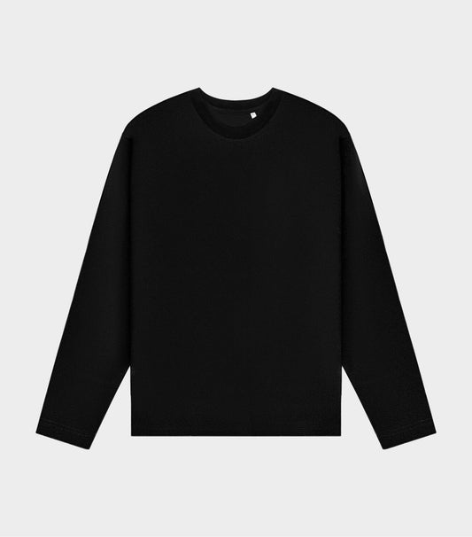 Black Organic Cotton Open Cuff Long sleeve T-Shirt