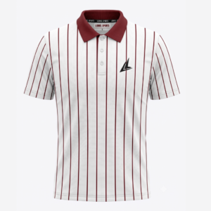 White & Maroon Striped Performance Polo Shirt