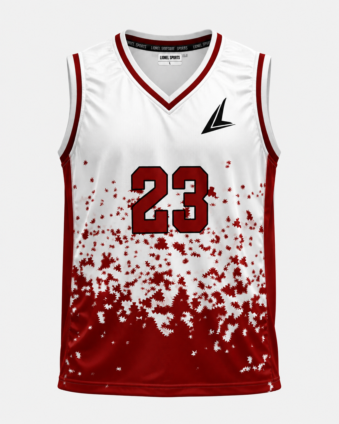 White & Red Number 23 Team Basketball Jersey