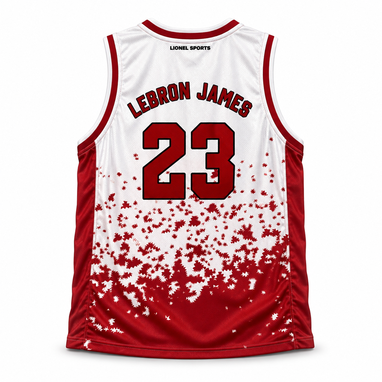 White & Red Number 23 Team Basketball Jersey - Image 2