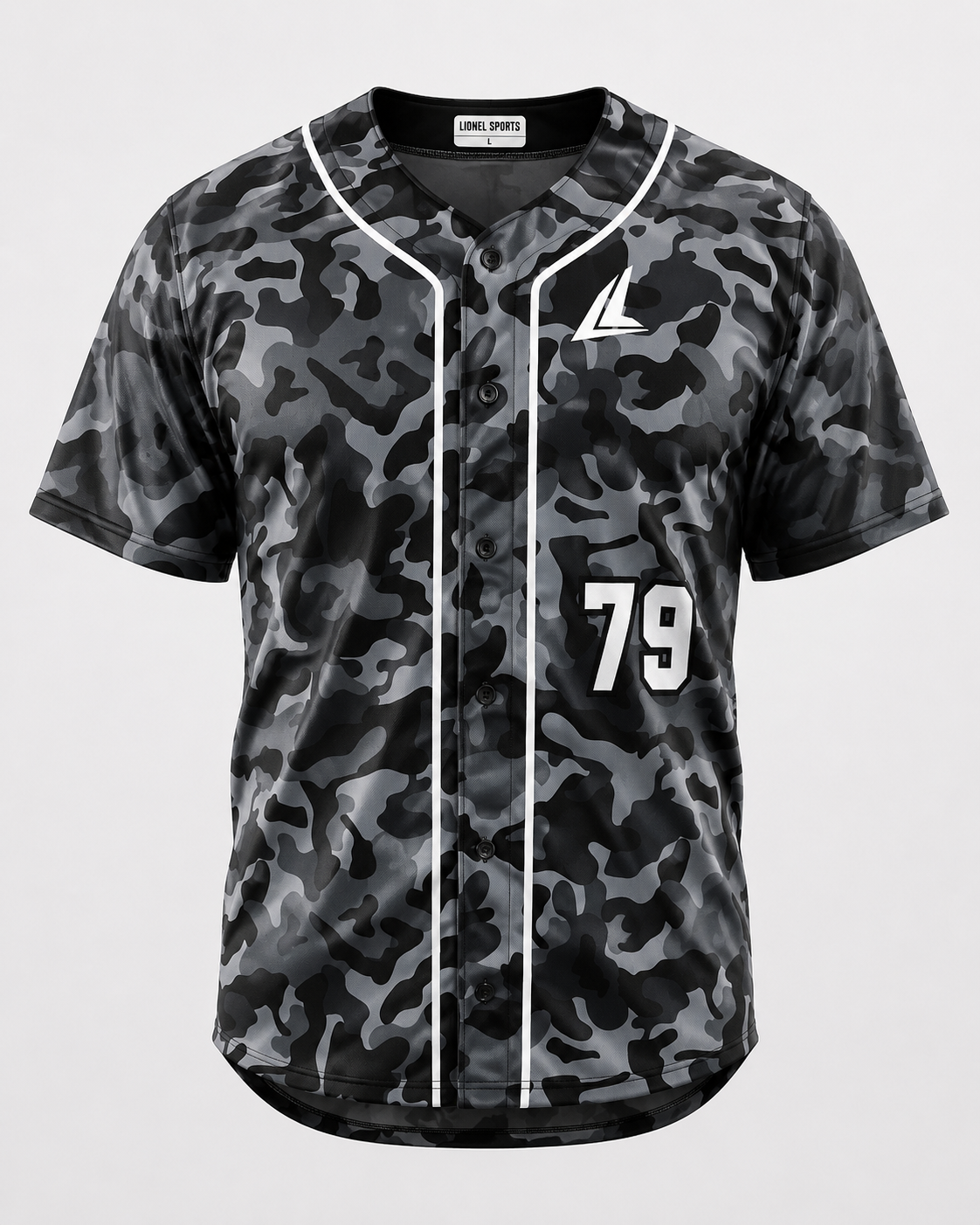Black & Grey Camo Baseball Team Jersey