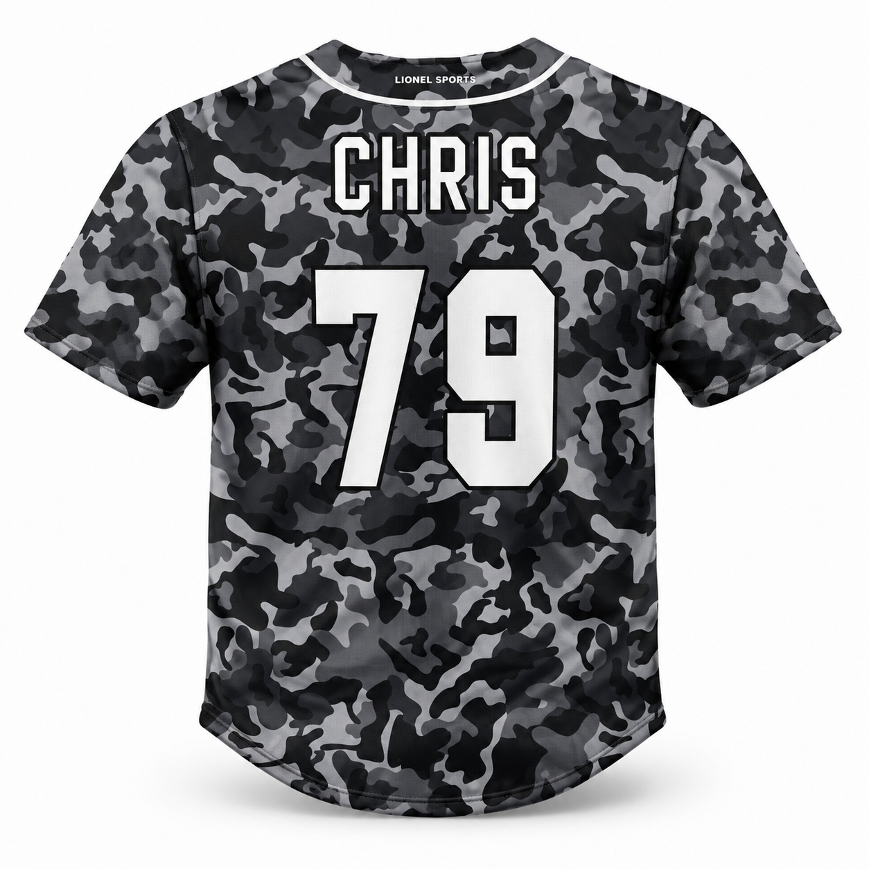 Black & Grey Camo Baseball Team Jersey - Image 3