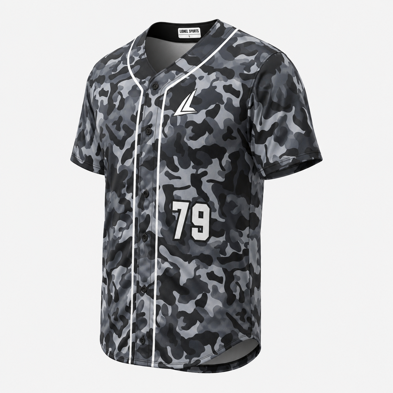Black & Grey Camo Baseball Team Jersey - Image 2