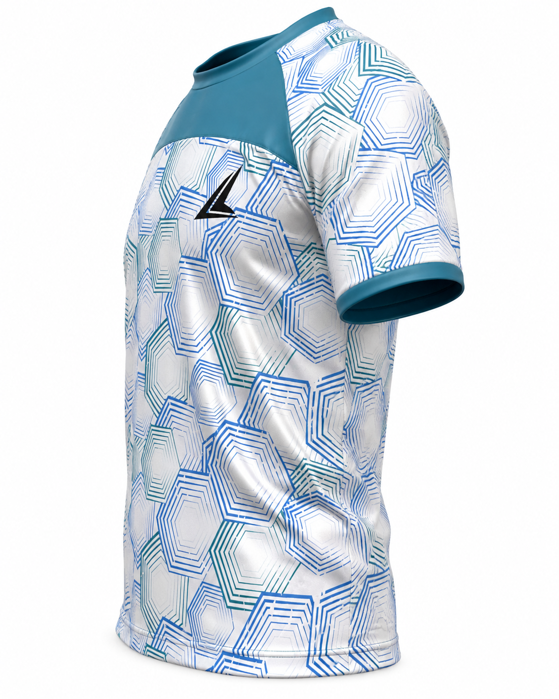 White & Teal Hexagon Performance Training Jersey - Image 3