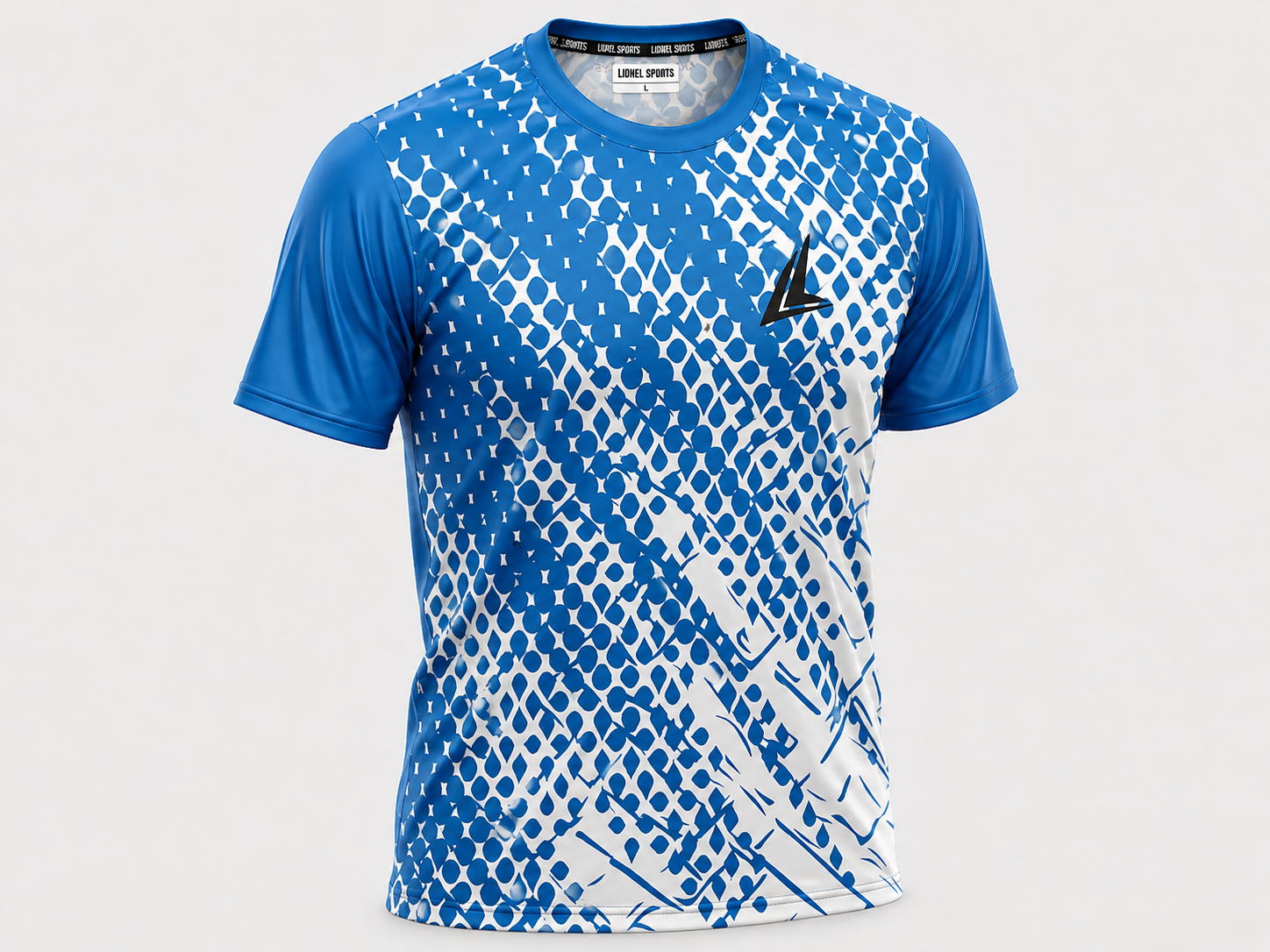 Blue & White Abstract Performance Training Shirt - Image 3