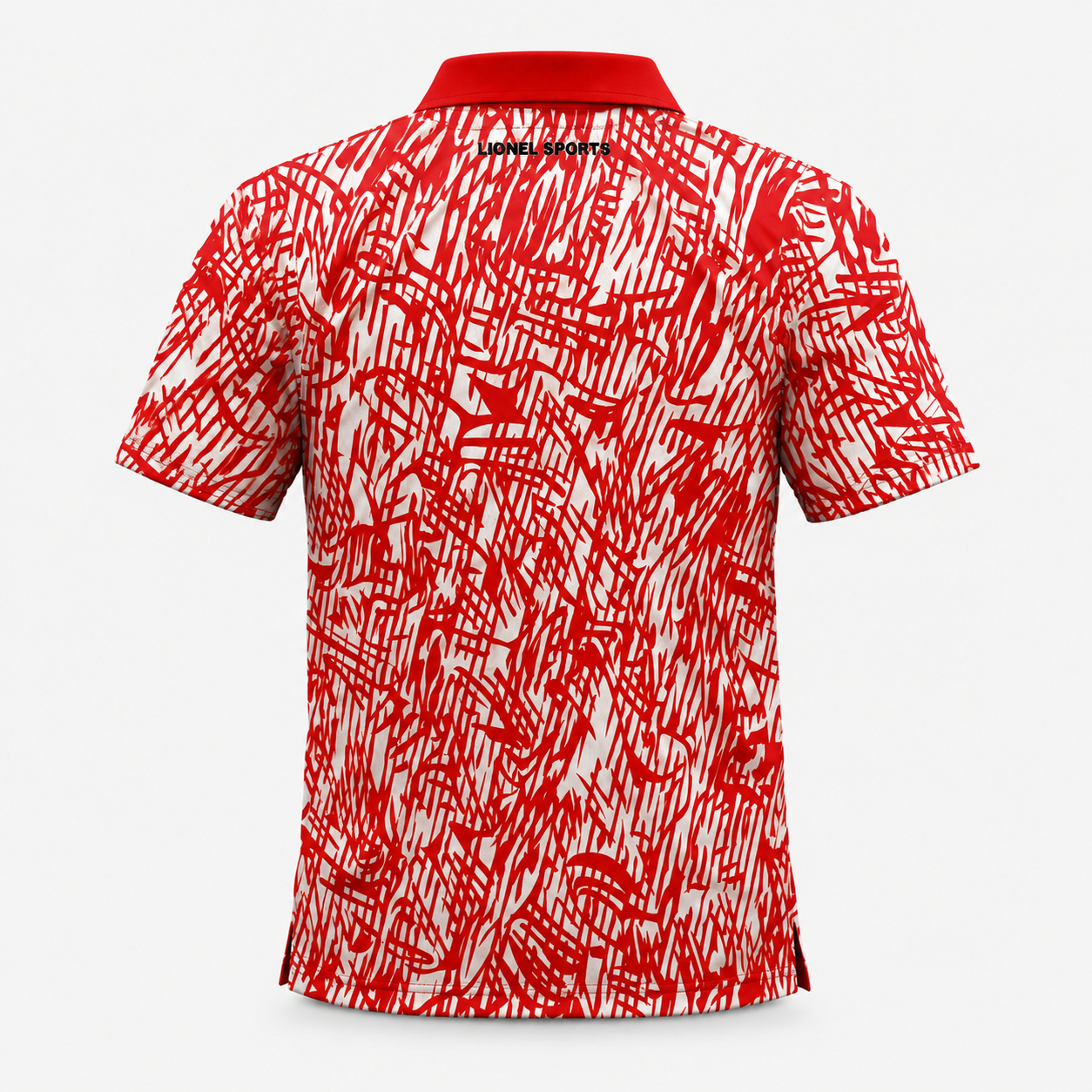 Red & White Abstract Performance Polo Shirt - Image 3