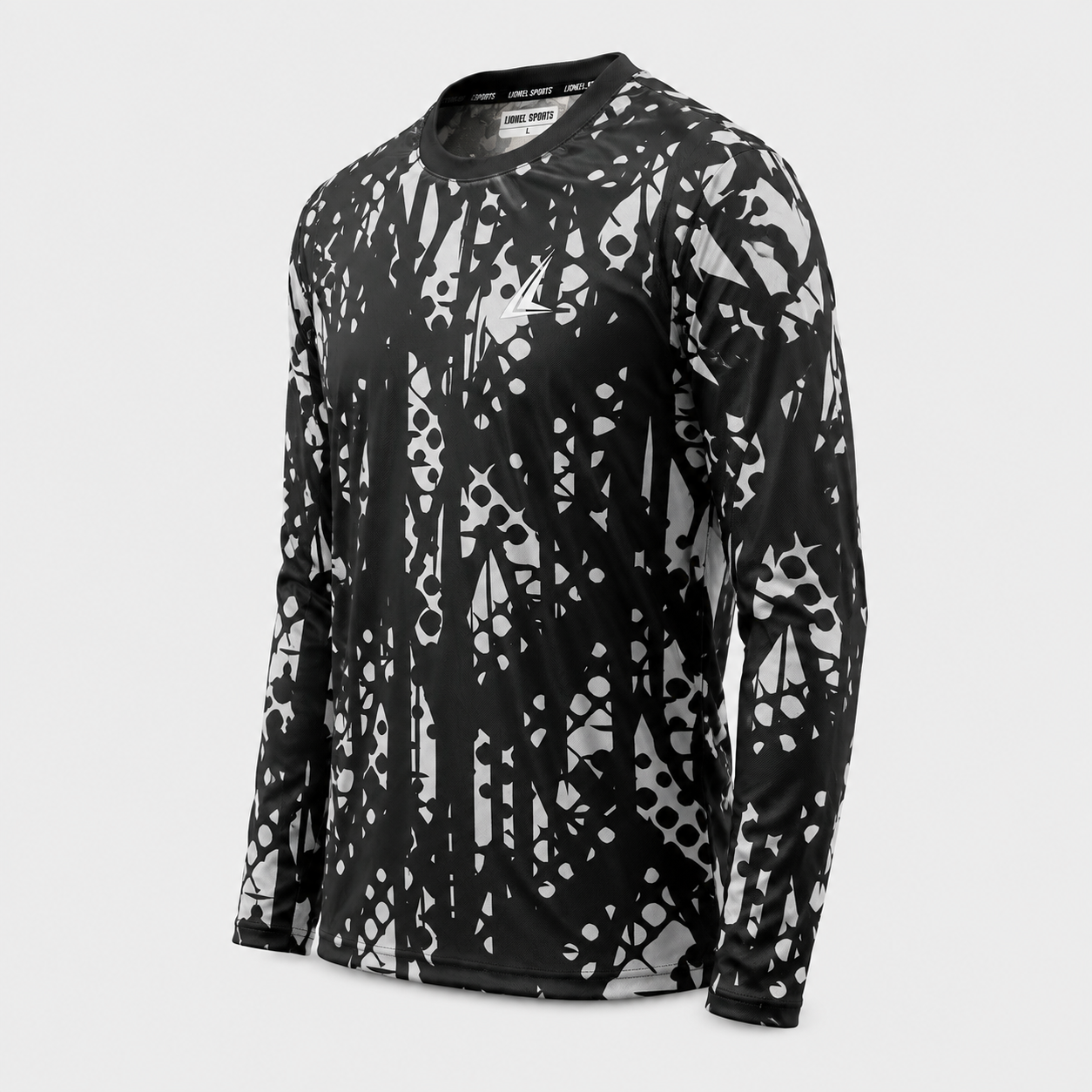 Black & White Abstract Long Sleeve Training Shirt - Image 3
