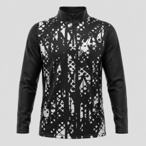 Black & White Abstract Quarter-zip Training Top
