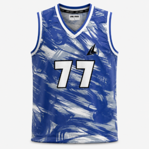 Blue & White Number 77 Basketball Team Jersey