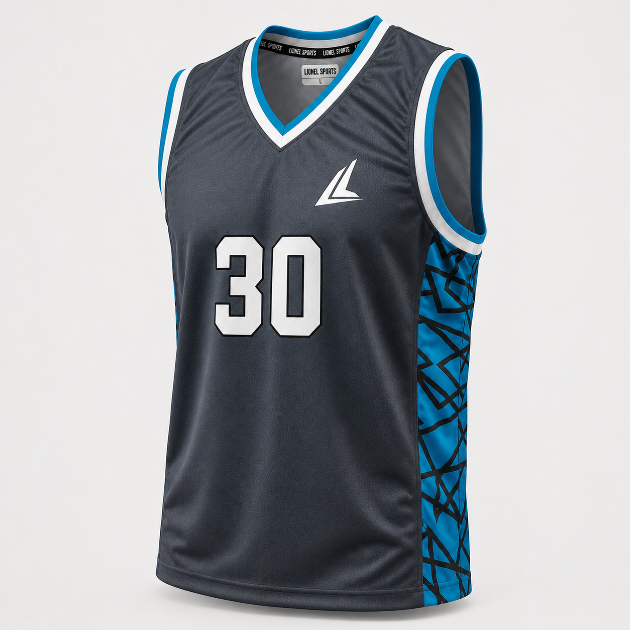 Black & Blue Number 30 Basketball Team Jersey - Image 3