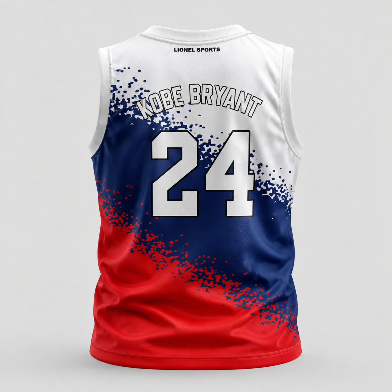 White, Navy & Red Number 24 Basketball Team Jersey - Image 3