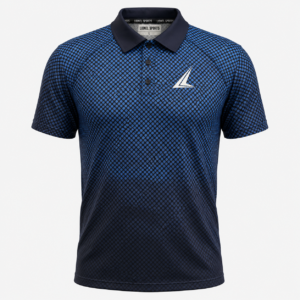 Navy Blue Dotted Performance Golf Polo Shirt