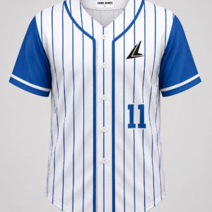 Lionel Sports White & Blue Pinstripe Baseball Team Jersey