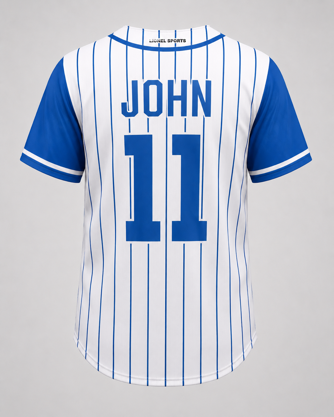 Lionel Sports White & Blue Pinstripe Baseball Team Jersey - Image 3