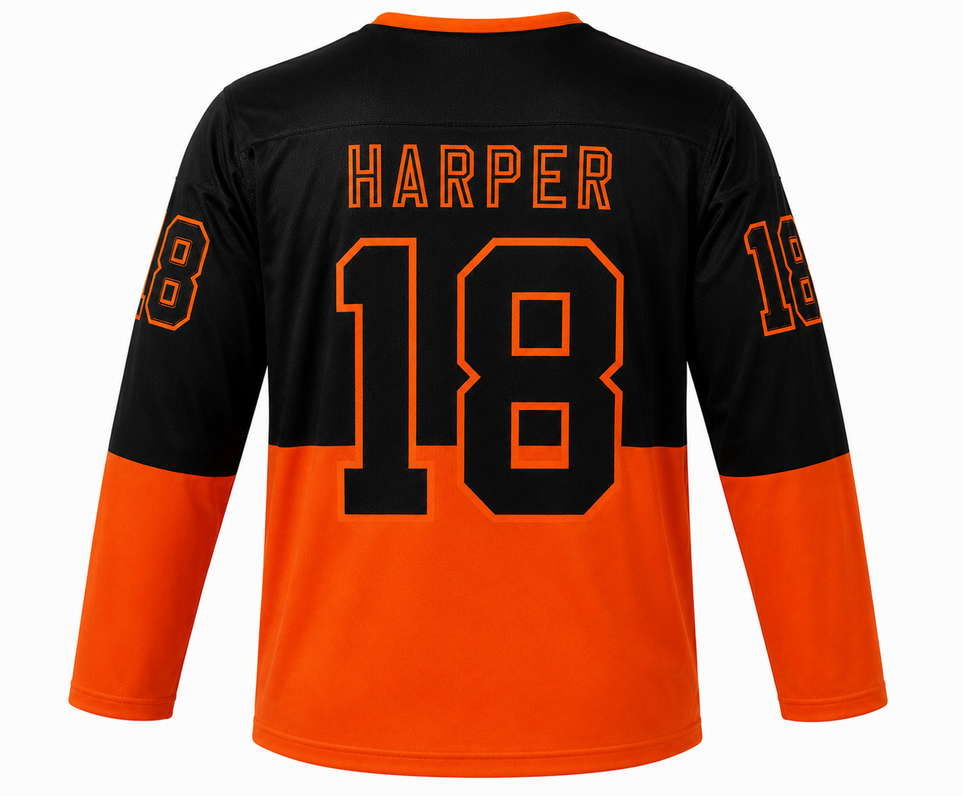 Black and Orange Colorblock Custom Ice Hockey Jersey - Image 2