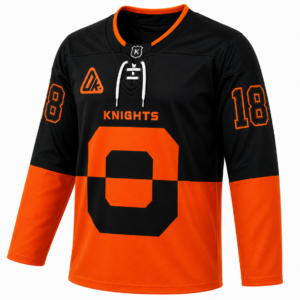 Black and Orange Colorblock Custom Ice Hockey Jersey