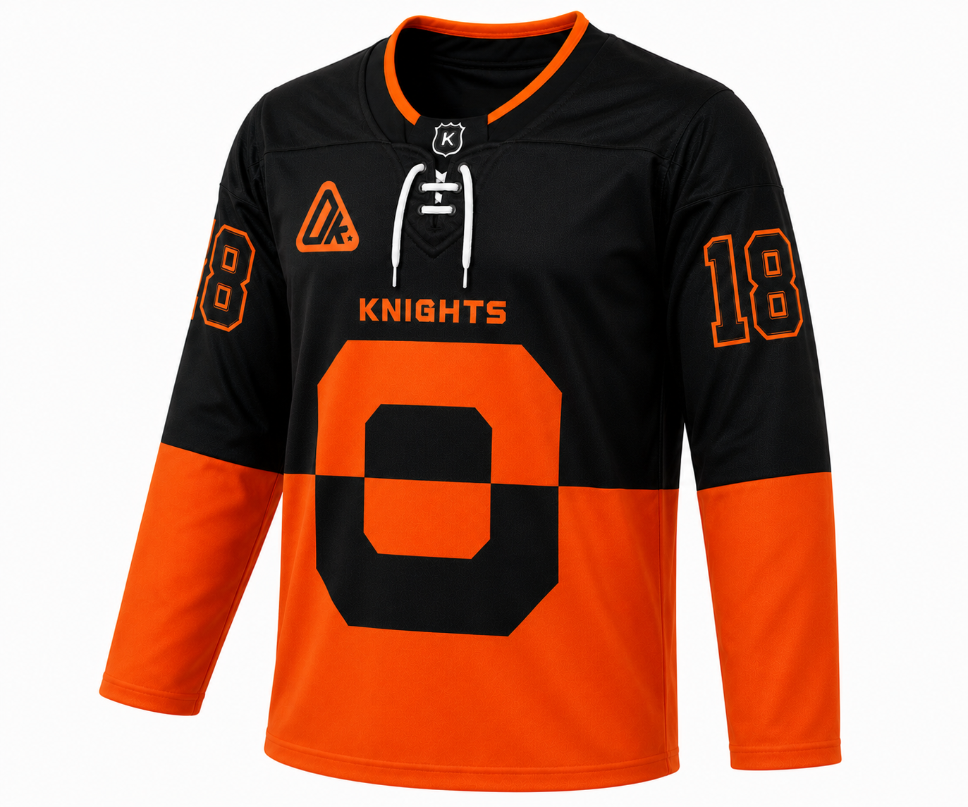 Black and Orange Colorblock Custom Ice Hockey Jersey