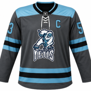 Charcoal and Sky Blue Custom Ice Hockey Jersey