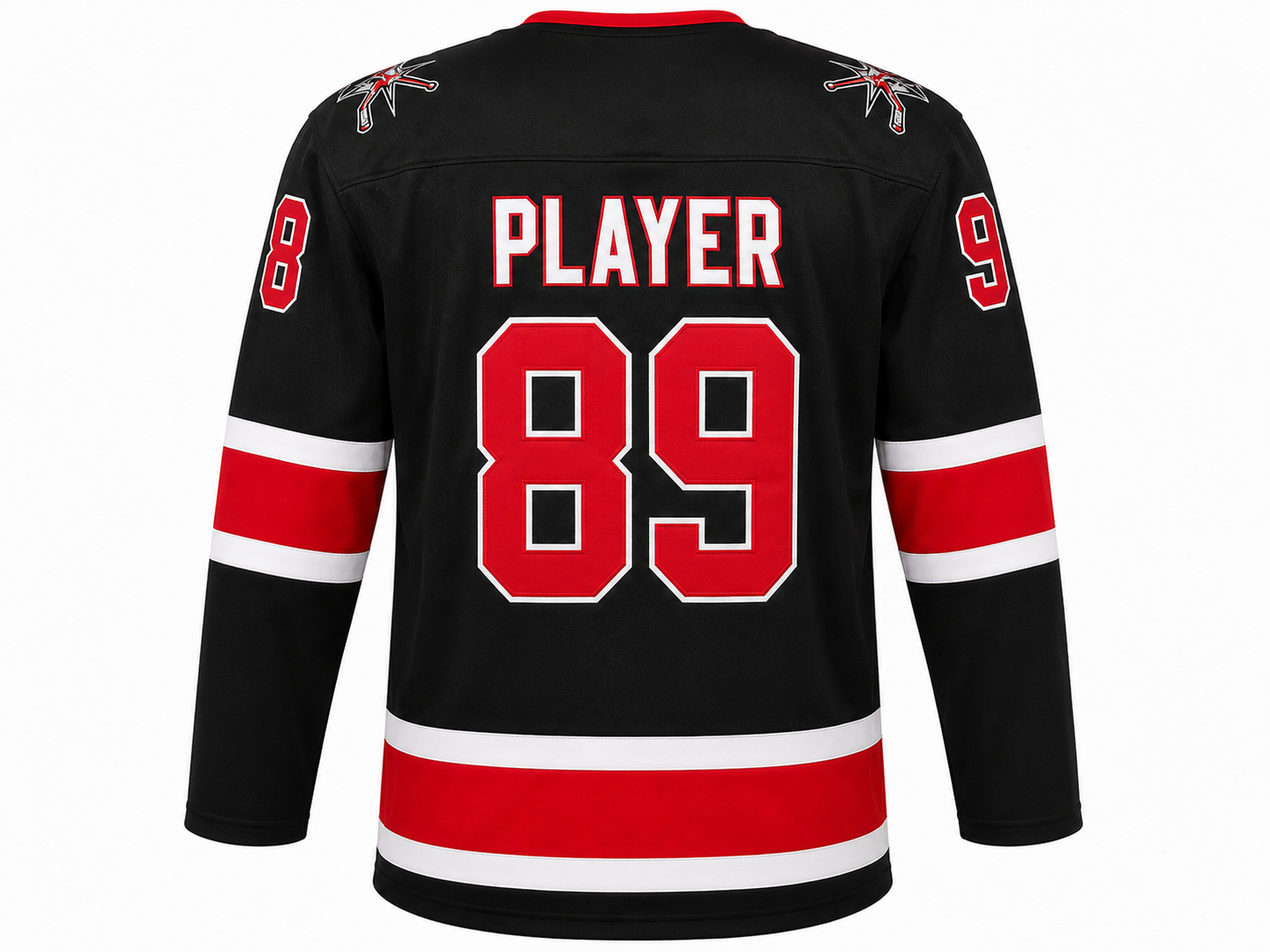 Black Red and White Custom Ice Hockey Jersey - Image 2