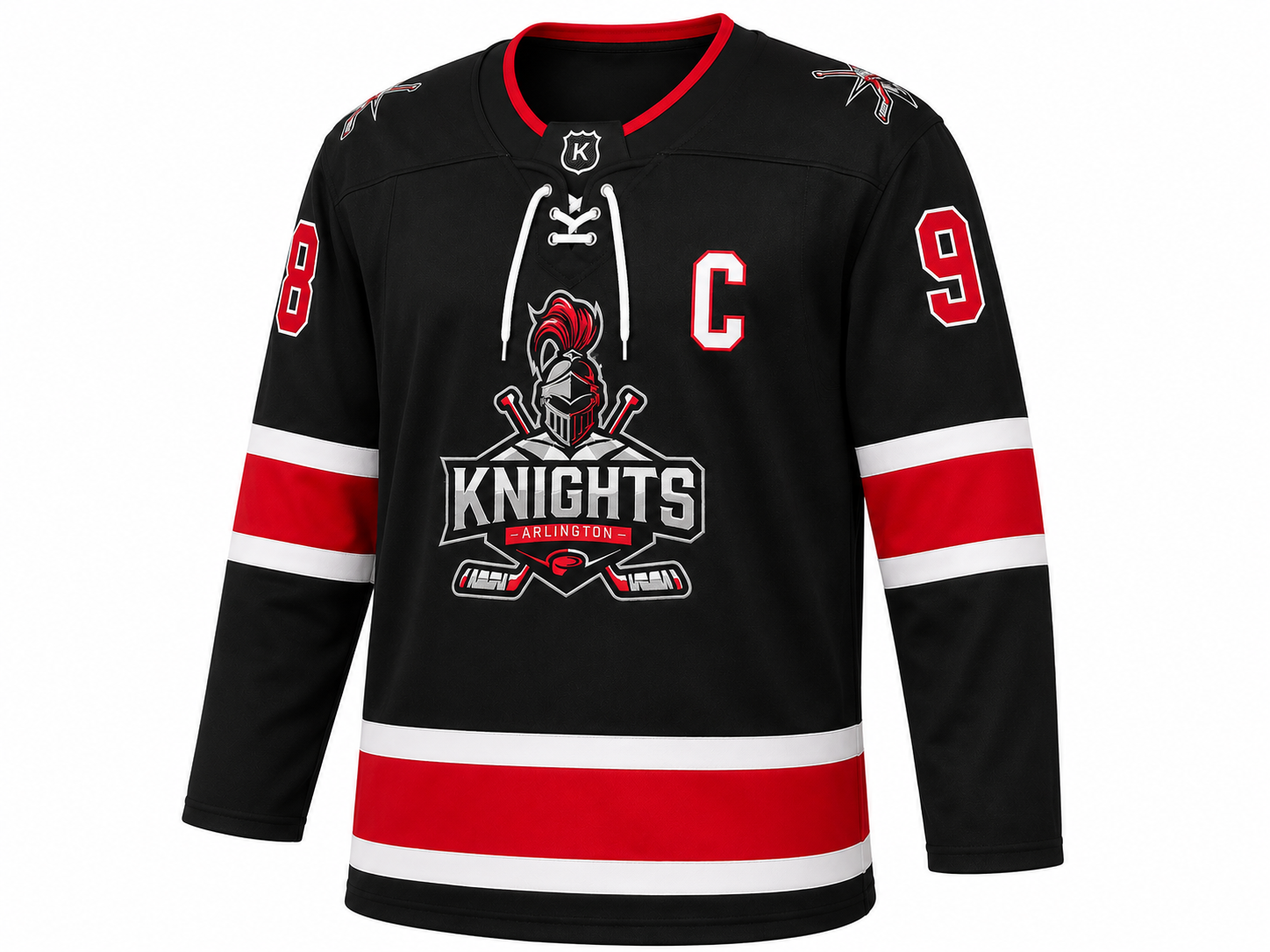 Black Red and White Custom Ice Hockey Jersey