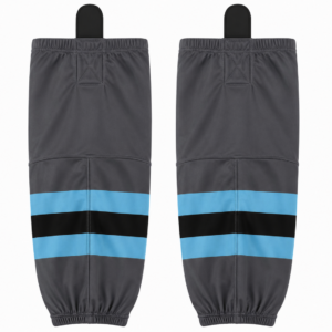 Charcoal and Sky Blue Striped Ice Hockey Socks